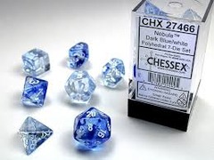 Nebula Dark Blue/white Polyhedral 7-Dice Set